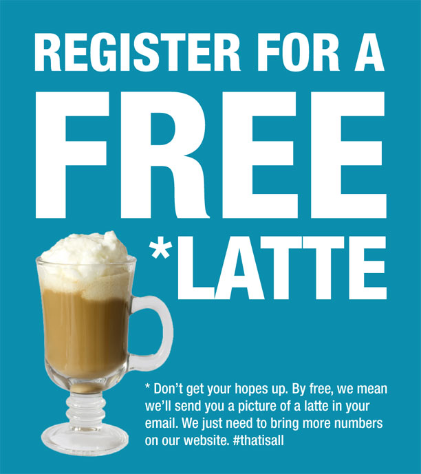 Register for a free latte